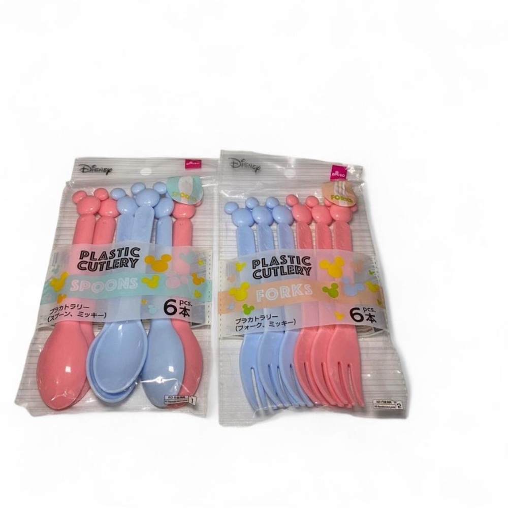 DISNEY PLASTIC CUTLERY SET-PINK AND BLUE